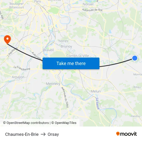 Chaumes-En-Brie to Orsay map