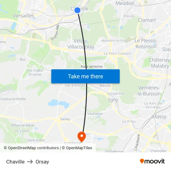 Chaville to Orsay map