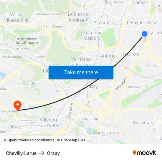 Chevilly-Larue to Orsay map