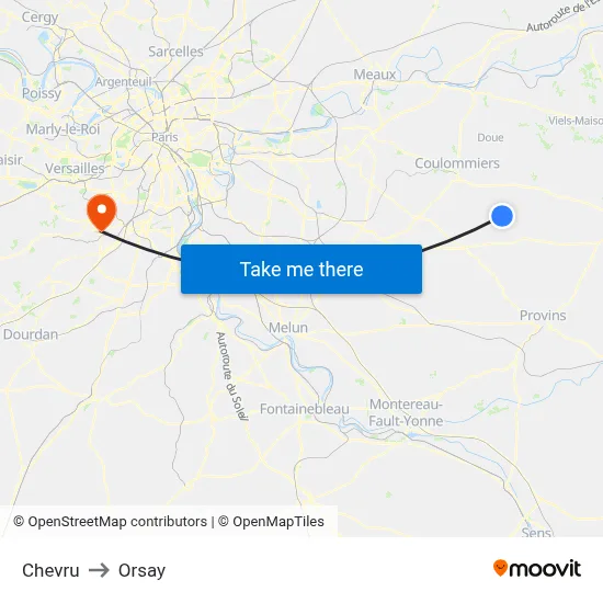 Chevru to Orsay map