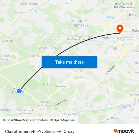 Clairefontaine-En-Yvelines to Orsay map