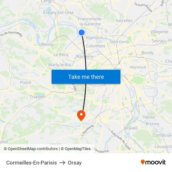 Cormeilles-En-Parisis to Orsay map