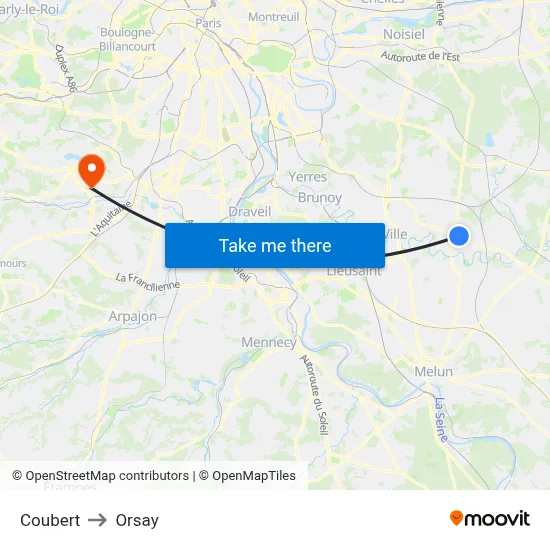 Coubert to Orsay map