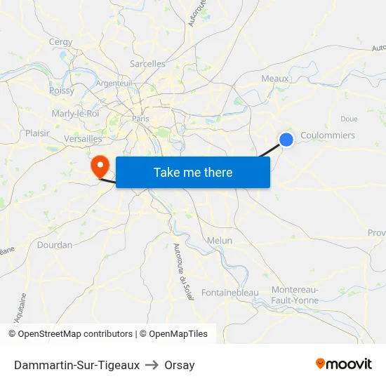 Dammartin-Sur-Tigeaux to Orsay map