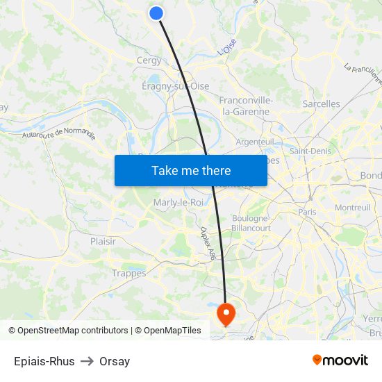 Epiais-Rhus to Orsay map