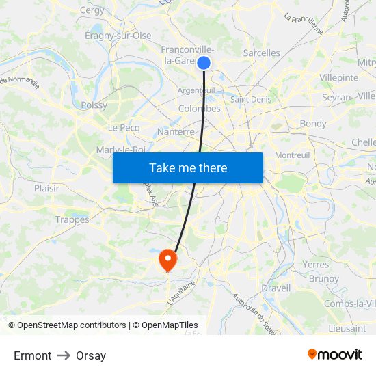 Ermont to Orsay map