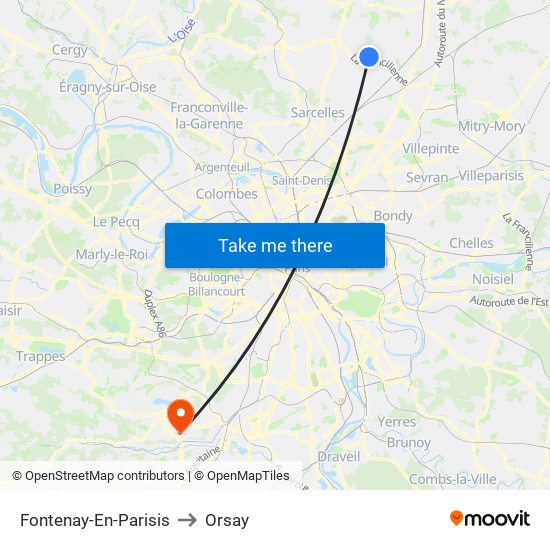 Fontenay-En-Parisis to Orsay map