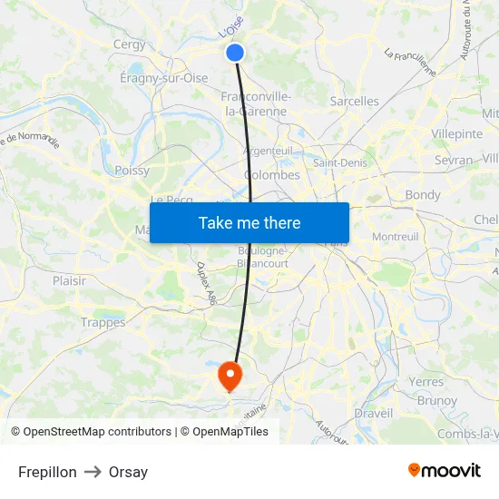 Frepillon to Orsay map