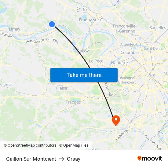 Gaillon-Sur-Montcient to Orsay map