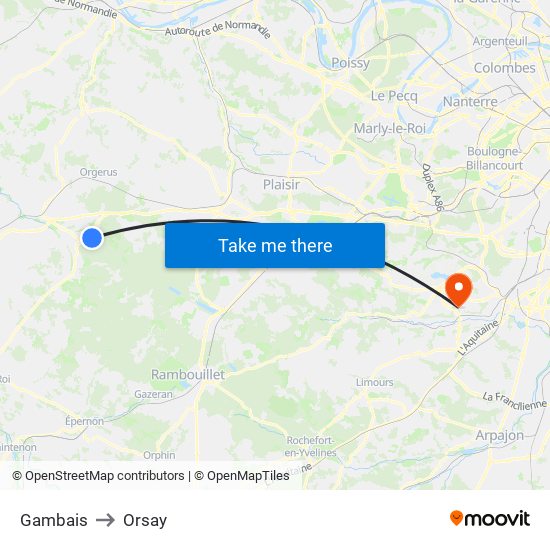 Gambais to Orsay map