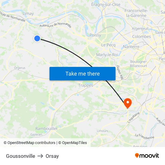 Goussonville to Orsay map