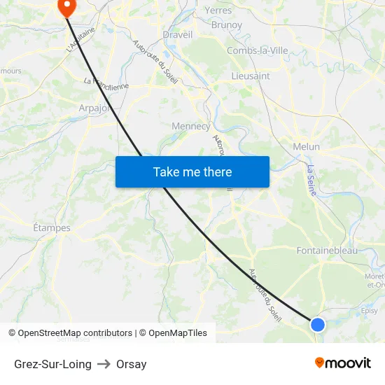 Grez-Sur-Loing to Orsay map