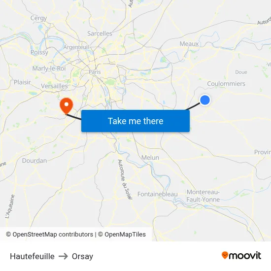Hautefeuille to Orsay map