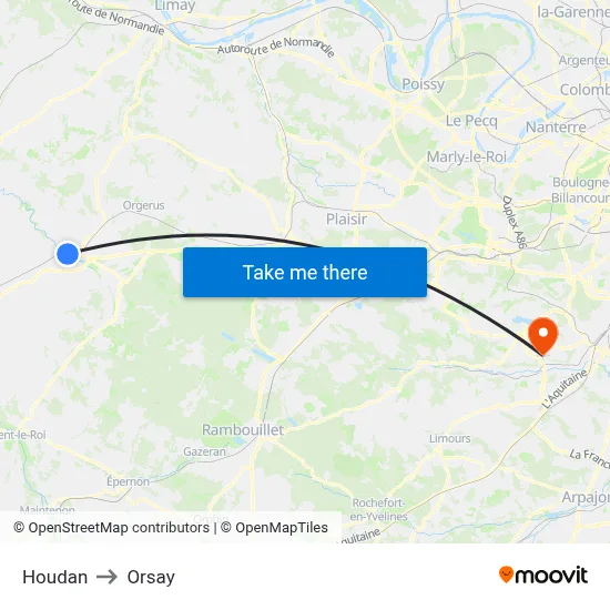Houdan to Orsay map