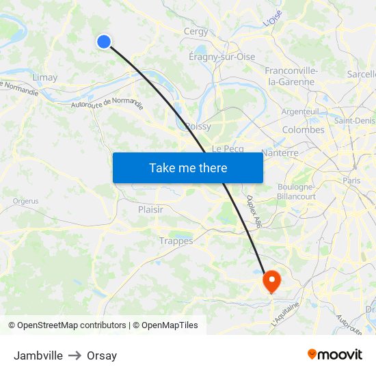 Jambville to Orsay map