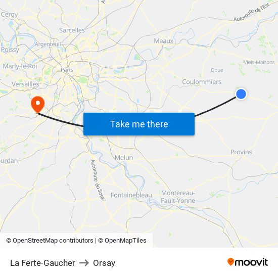 La Ferte-Gaucher to Orsay map