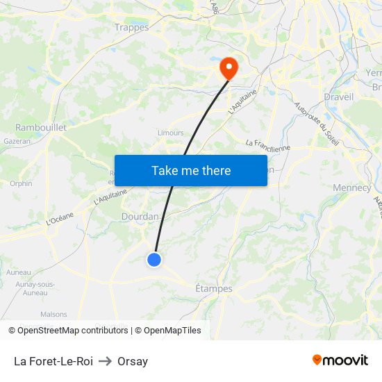 La Foret-Le-Roi to Orsay map