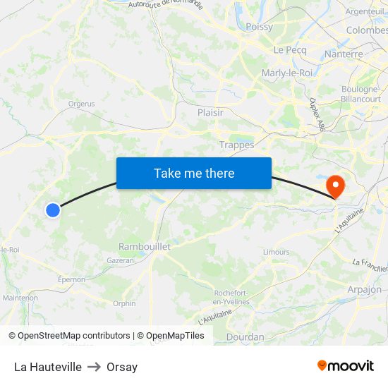 La Hauteville to Orsay map