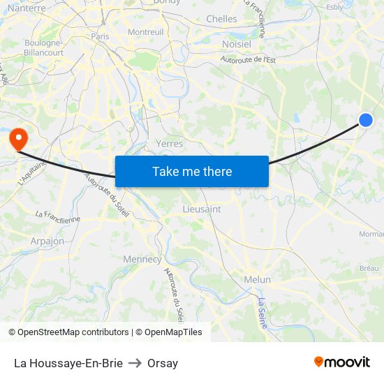 La Houssaye-En-Brie to Orsay map