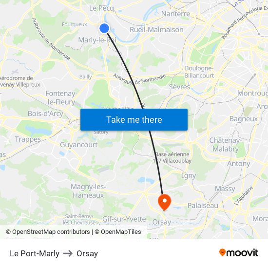 Le Port-Marly to Orsay map