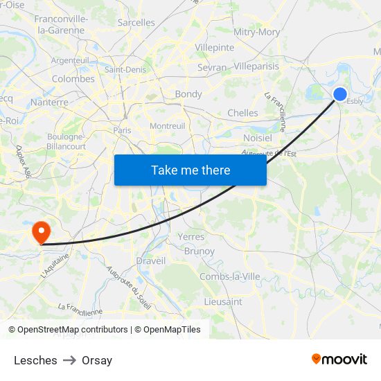 Lesches to Orsay map