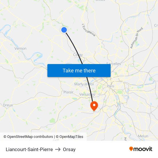 Liancourt-Saint-Pierre to Orsay map