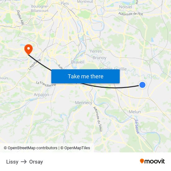 Lissy to Orsay map