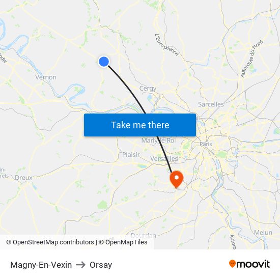 Magny-En-Vexin to Orsay map