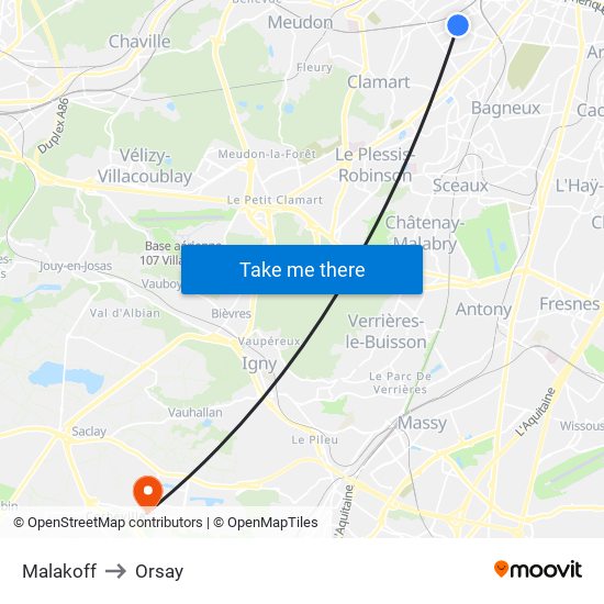 Malakoff to Orsay map