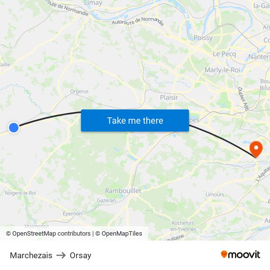 Marchezais to Orsay map