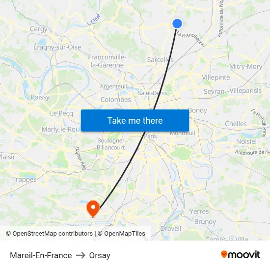Mareil-En-France to Orsay map