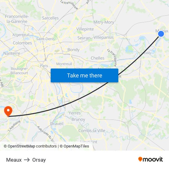Meaux to Orsay map