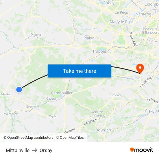 Mittainville to Orsay map