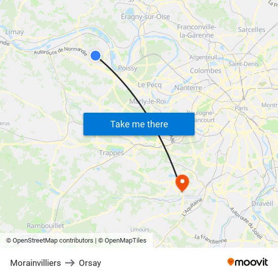 Morainvilliers to Orsay map