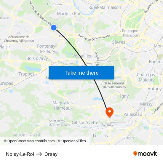 Noisy-Le-Roi to Orsay map