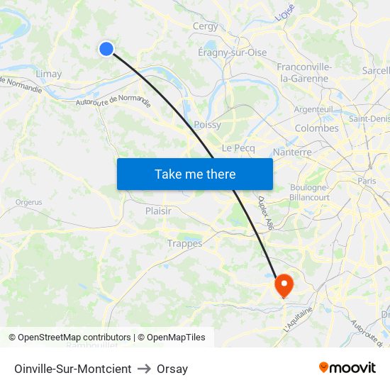 Oinville-Sur-Montcient to Orsay map