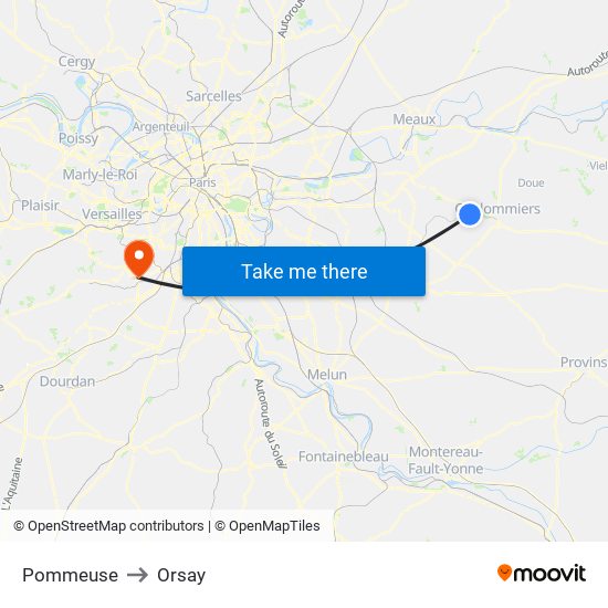 Pommeuse to Orsay map