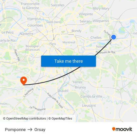 Pomponne to Orsay map