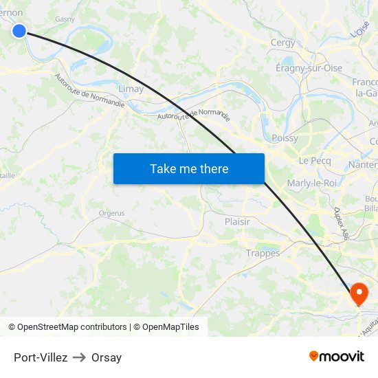 Port-Villez to Orsay map