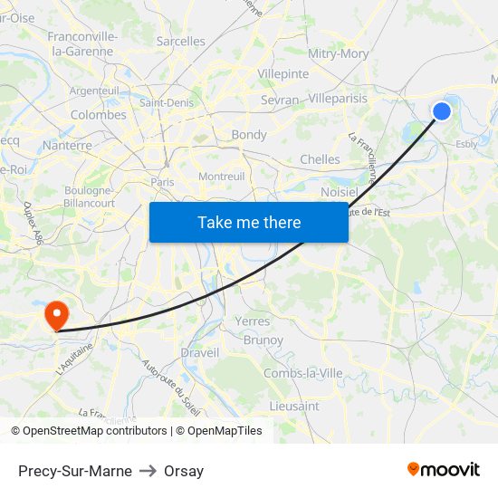 Precy-Sur-Marne to Orsay map
