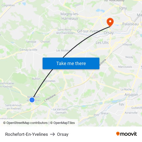 Rochefort-En-Yvelines to Orsay map