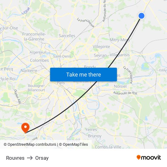 Rouvres to Orsay map