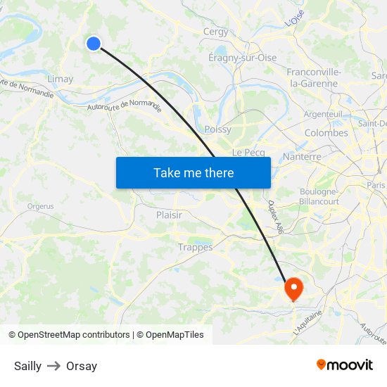 Sailly to Orsay map