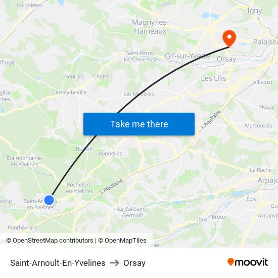 Saint-Arnoult-En-Yvelines to Orsay map