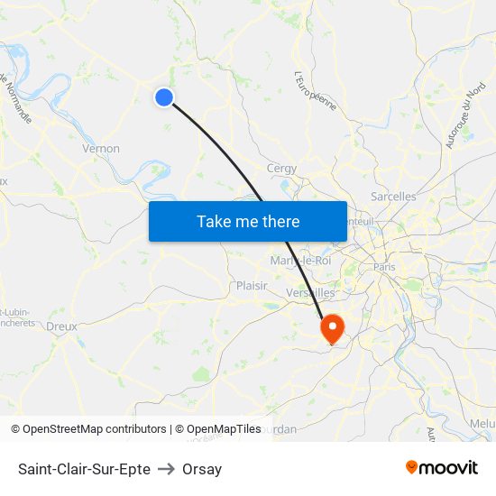 Saint-Clair-Sur-Epte to Orsay map