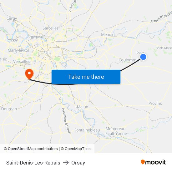Saint-Denis-Les-Rebais to Orsay map