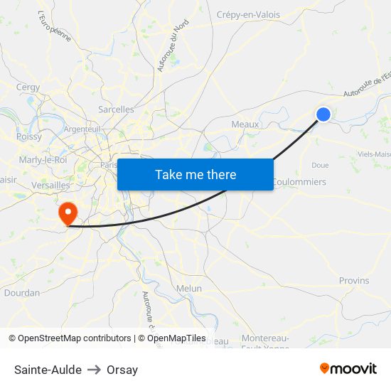 Sainte-Aulde to Orsay map