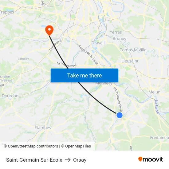 Saint-Germain-Sur-Ecole to Orsay map