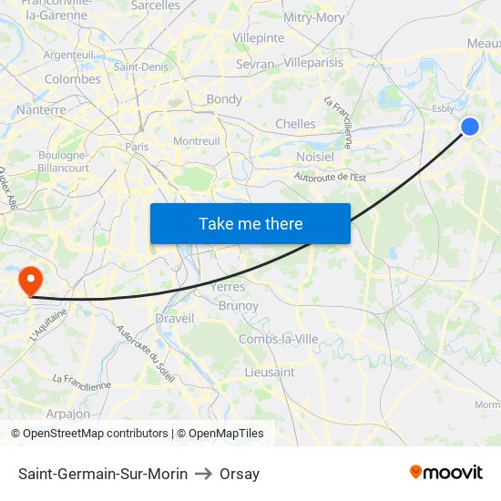 Saint-Germain-Sur-Morin to Orsay map