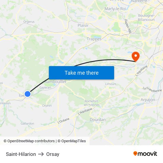 Saint-Hilarion to Orsay map